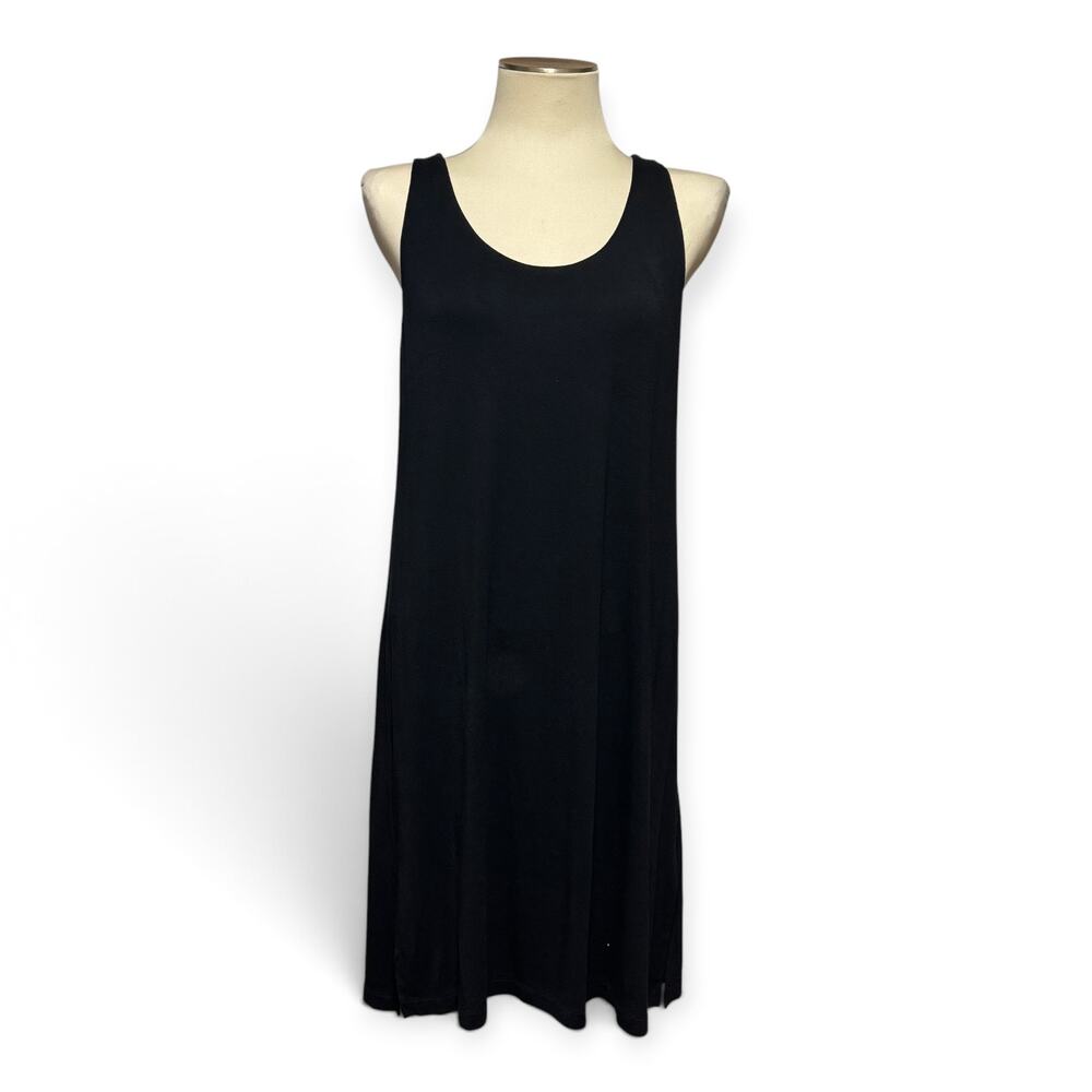 Soma Criss Cross Back Sleep Nightgown Lounge Dress Built In Shelf Bra Black Lg